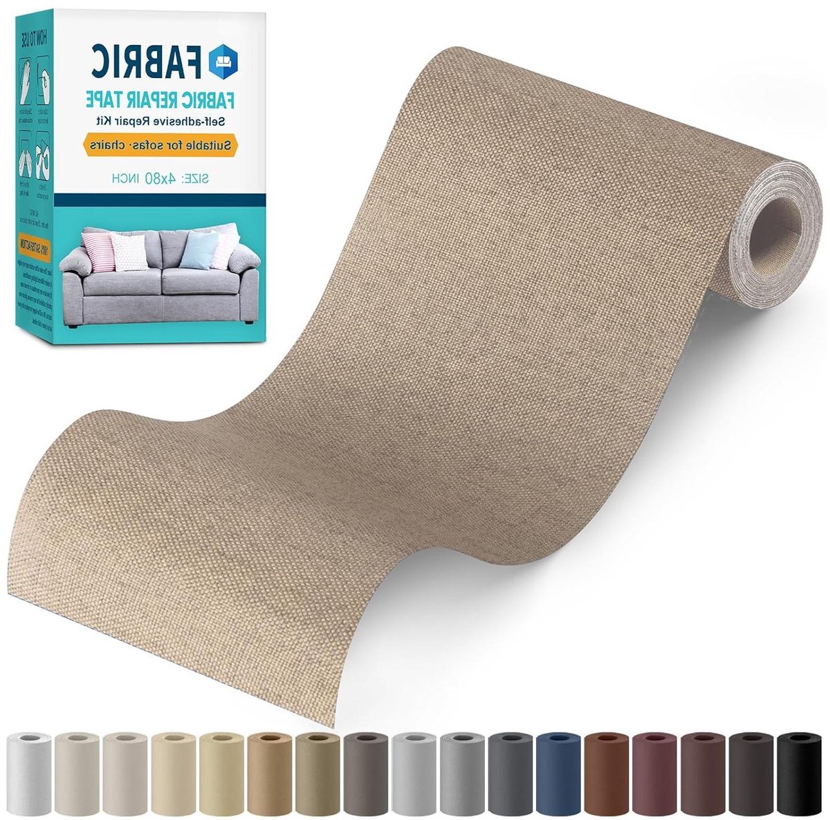 Stoffen Reparatiedoek - Zelfklevende Patches - Meubels Repareren - Waterafstotend Materiaal - 10x200 cm - Beige Khaki