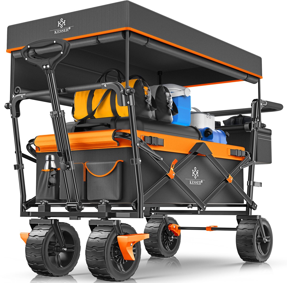 KESSER® Bolderwagen Inklapbaar GT9000 met Dak - Belastbaar tot 150kg - Antraciet / Oranje
