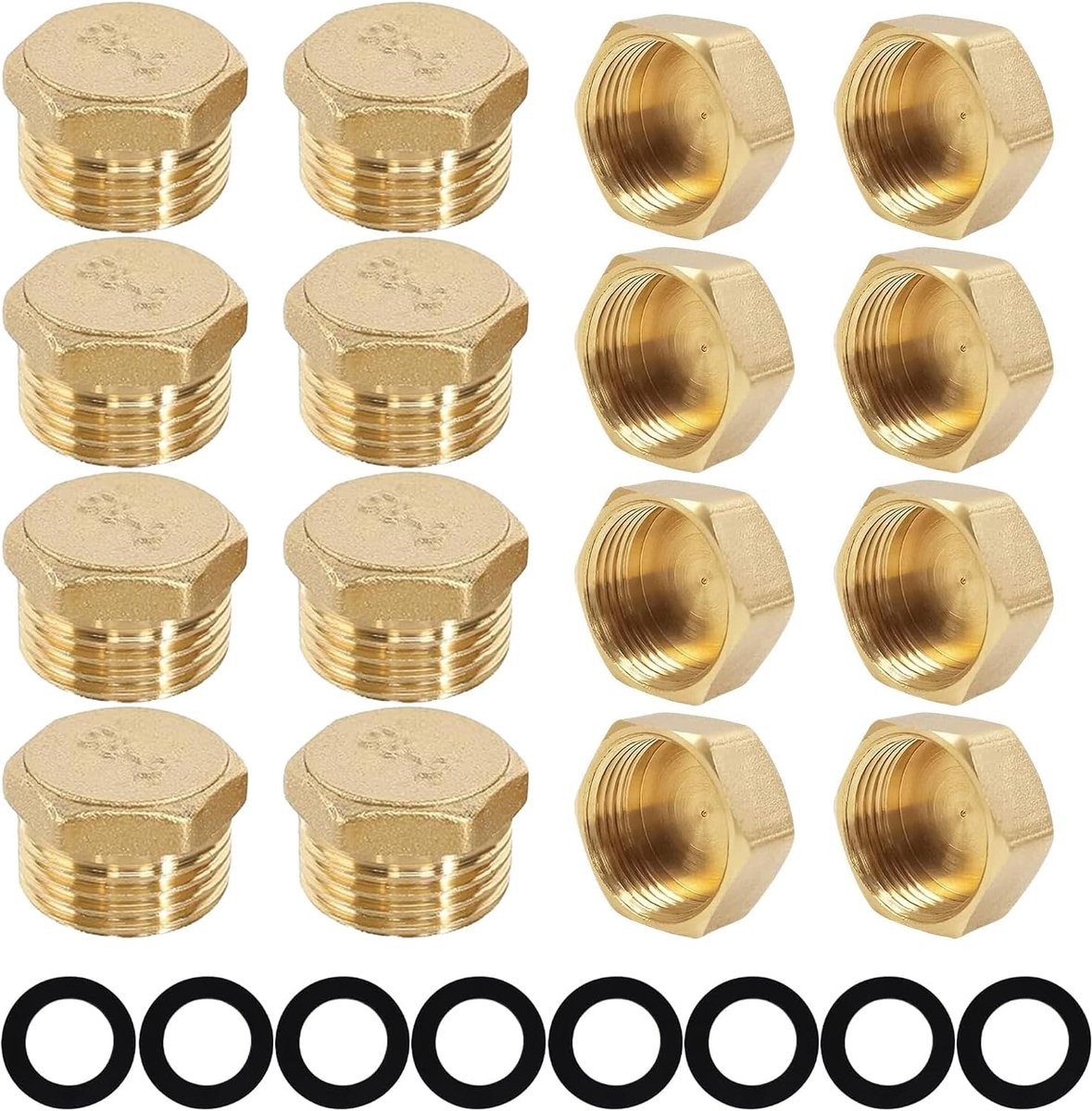 Blind plugs 1/2 inch - messing stop - waterdicht - ideaal voor leidingwerk. - ShopVlot