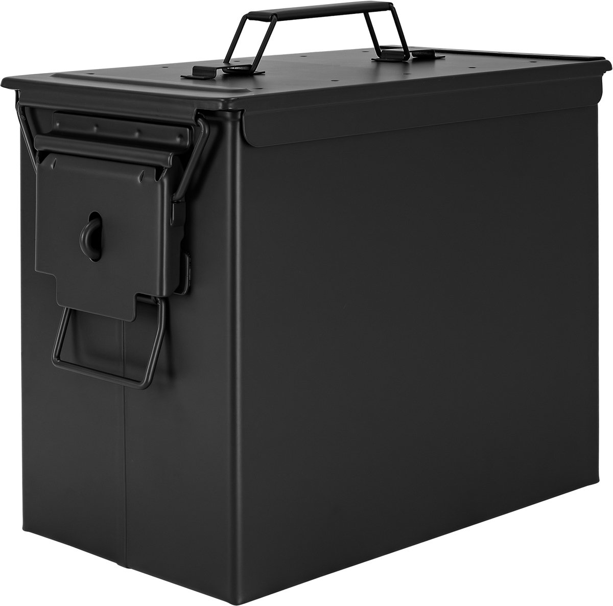 Trucky Selection: Metalen munitiekist / opbergkist met deksel – Legerstijl zwart metaal