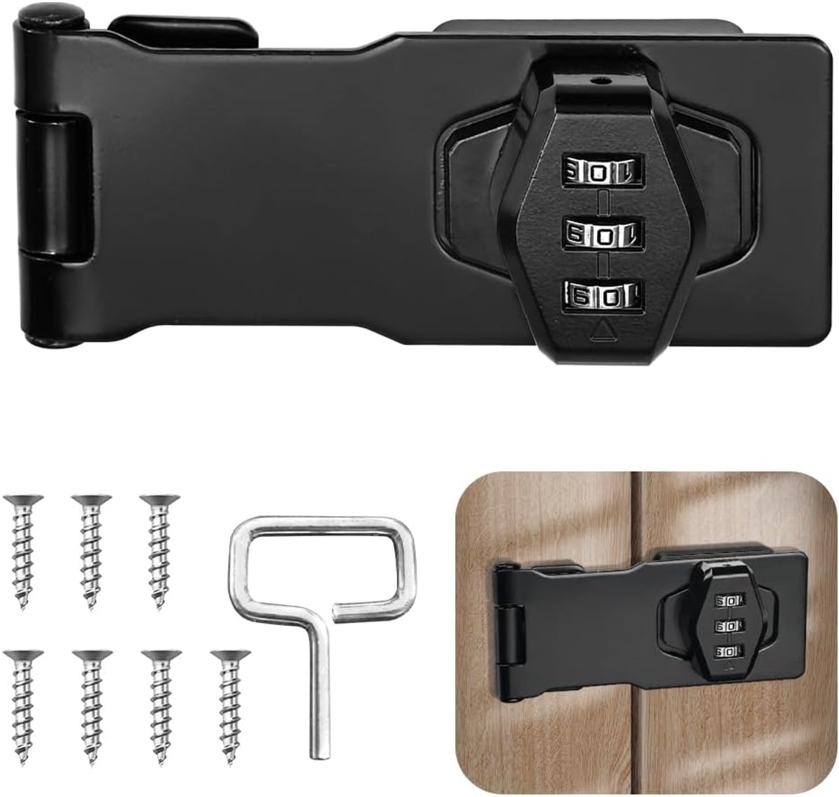 SnelShoppen - Robbery Cylinder Lock 10cm - 3-Cijferige Combinatielock voor Extra Beveiliging - Sloten voor Kast, Tuin, Deuren - Verstelbare Code - Vei