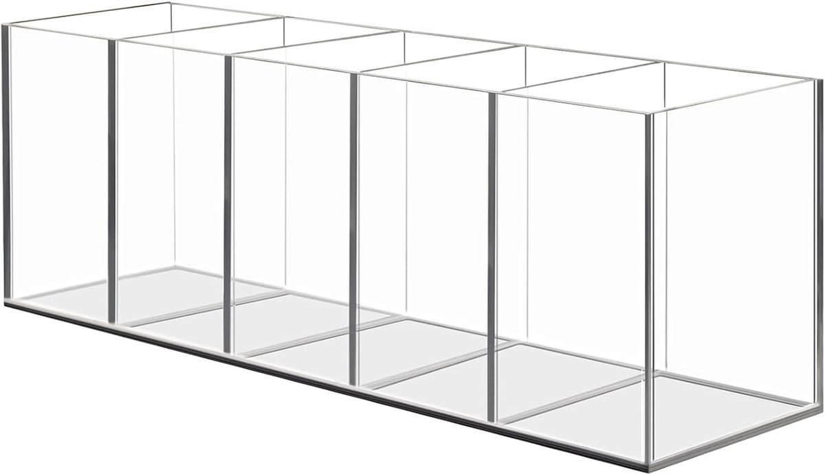 SnelShoppen - Acryl Pennen Pot, Transparante Make-up Borstels Houder Organizer, Duidelijke Pencil Pot, 5 Compartimenten Bureau Organizer, Desktop Kant