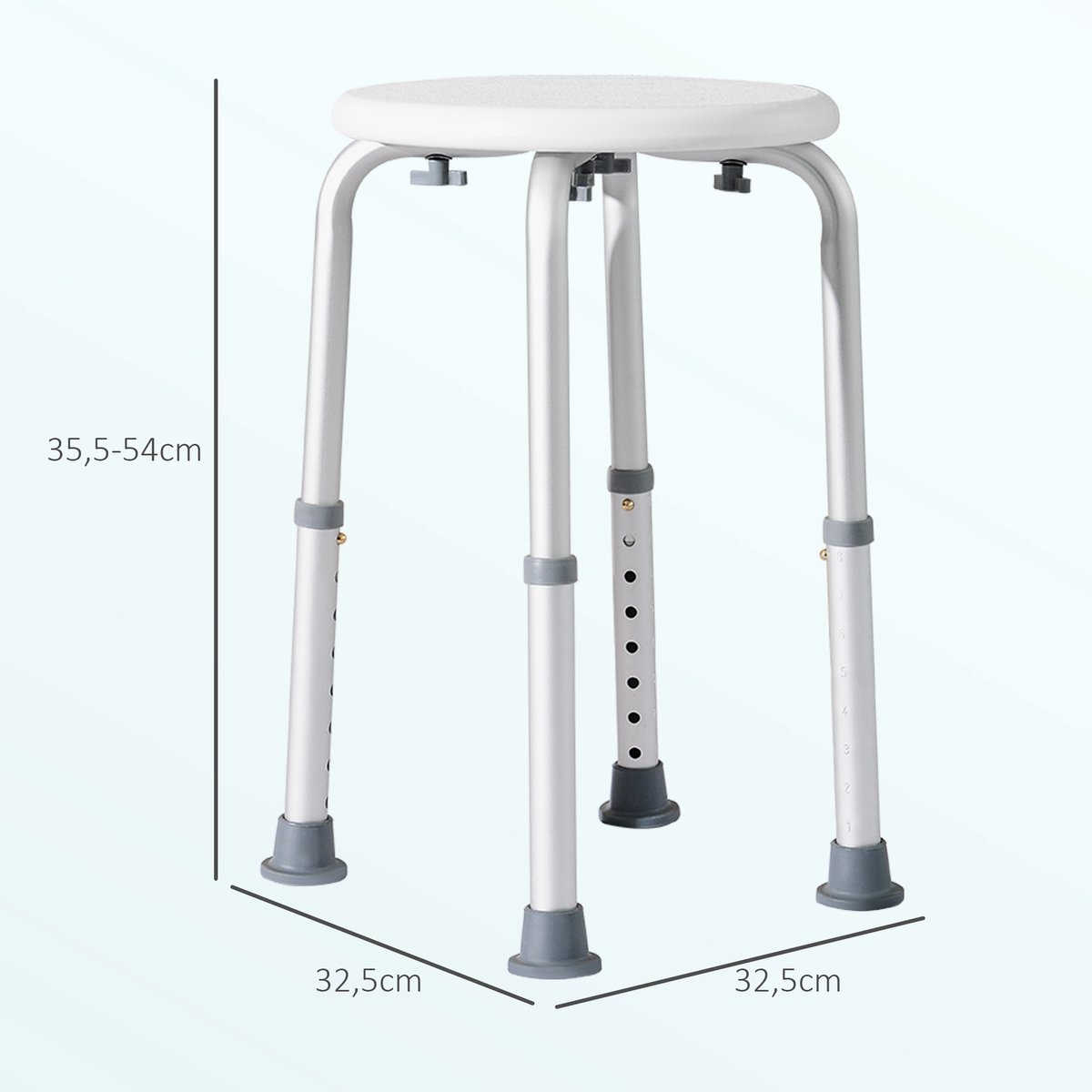 1 stuk - Hoogteverstelbare douchestoel - Ergonomische douchestoel - Anti-glijdende voetmassen - Maximaal gewicht 136 kg - Aluminium - Polyethyleen met hoge dichtheid - Wit