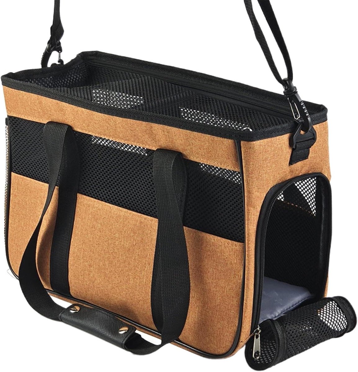 Kleine Huisdiertas - Draagtas Katten - Veilig Transport - Meerdere Vakken - 45 x 29 x 5 cm - Oranje