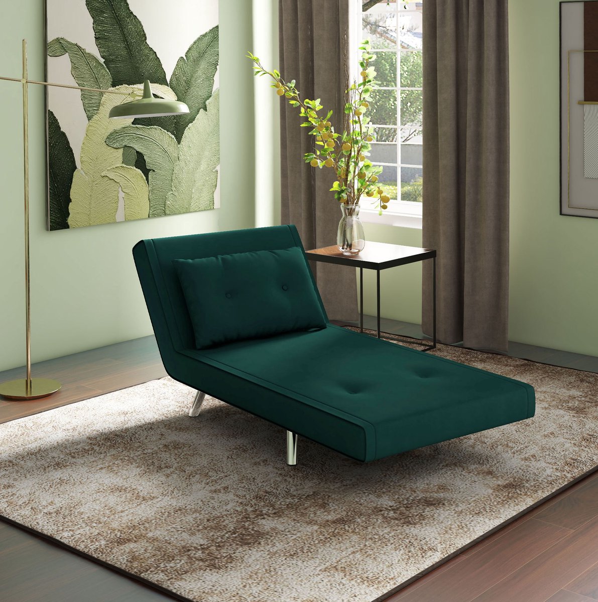 COVREO Fauteuil 77x88x83 cm donkergroen, velvet met verstelbare rugleuning