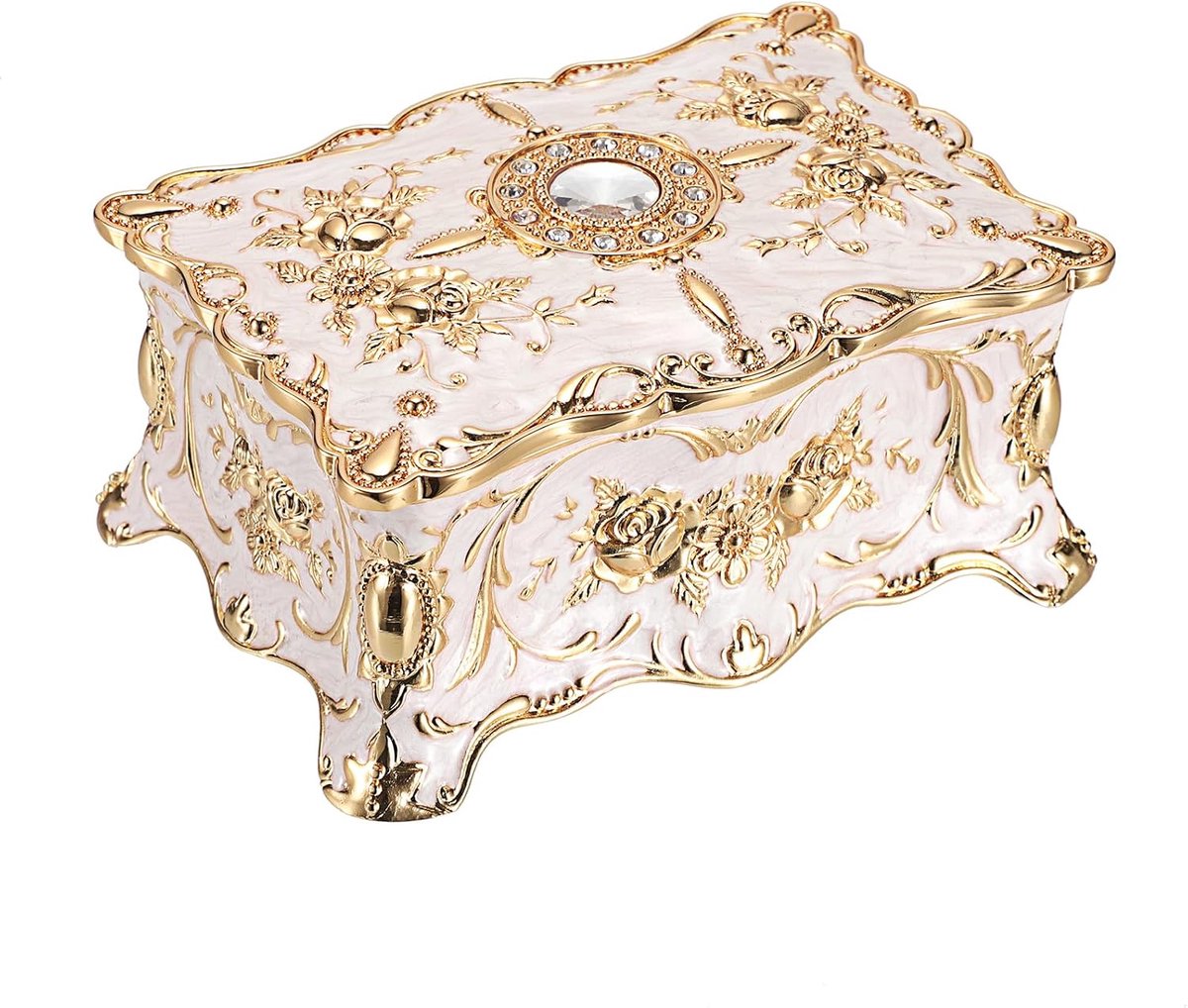 SnelShoppen - Vintage Sieraden Doos, Sieraden Display Kast voor Ringen, Halskettingen, Oorbellen, Sieraden Opberg Organizer, Antiek Zilver, Mini Bewaa