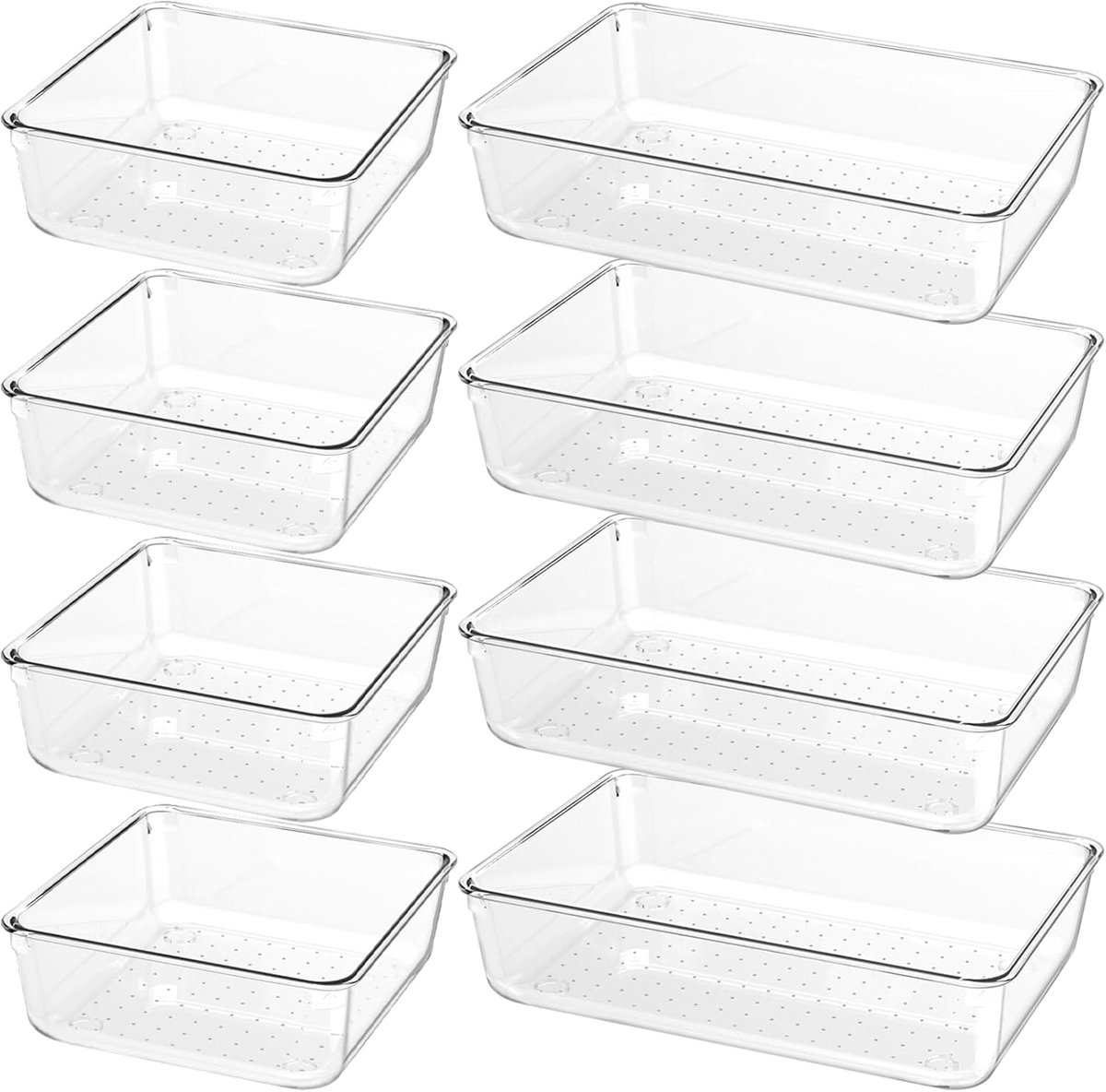 SnelShoppen - 6 Stuks Heldere Keuken Lade Organizers, 15 Inch Grote Acrylaat Lade Verdeelsystemen voor Bestek, Keuken, Make-up, Badkamer, Gereedschap,