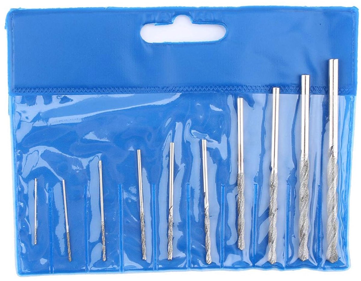 Diamant boor 0.8-4mm - 10 stuks - Spiral boor met diamantpunt - Geschikt voor glas, tegels en steen - ShopVlot