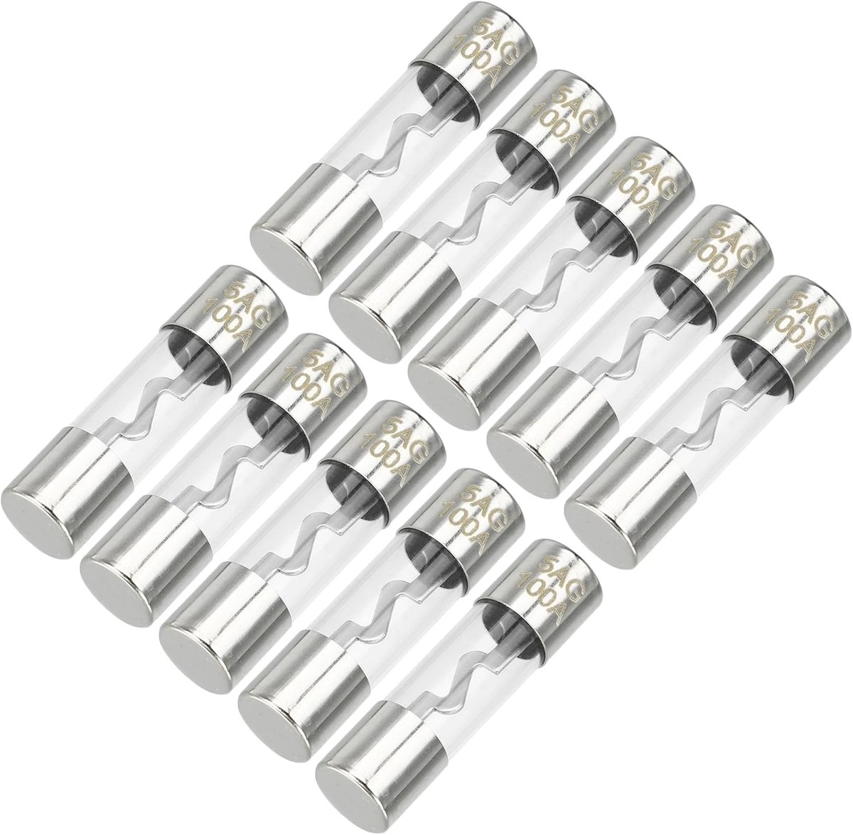 Pack of 10 10 x 38 mm 0.39 x 1.50 inch 100 A Universal AGU Glass Fuses - Car Fuses to Protect Power Supply - ShopVlot