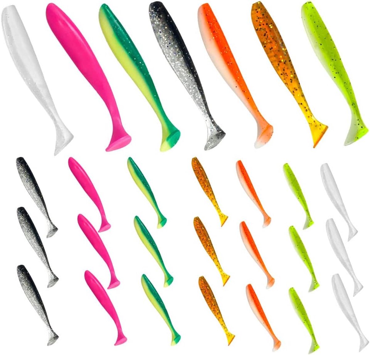 Biomimetisch Zacht Siliconen Aas - Regenworm Aas in Diverse Kleuren en Formaten - 28 Stuks