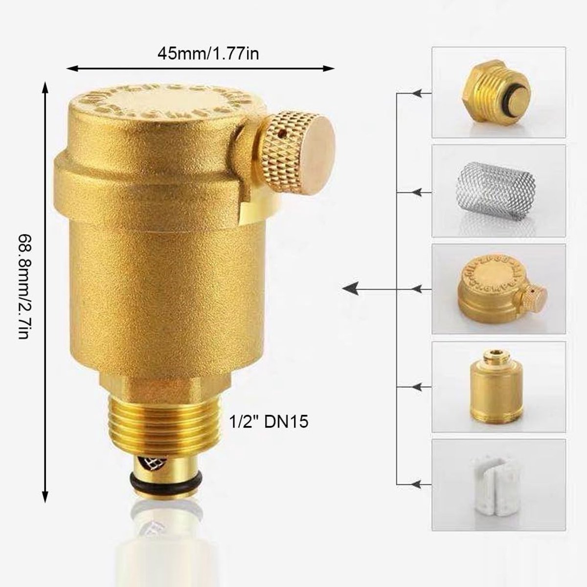 2pcs automatic quick air vent G1/2", brass vent valve - Brass Quick Bleed, Automatic Bleed Valve DN15, Radiator Valve - ShopVlot