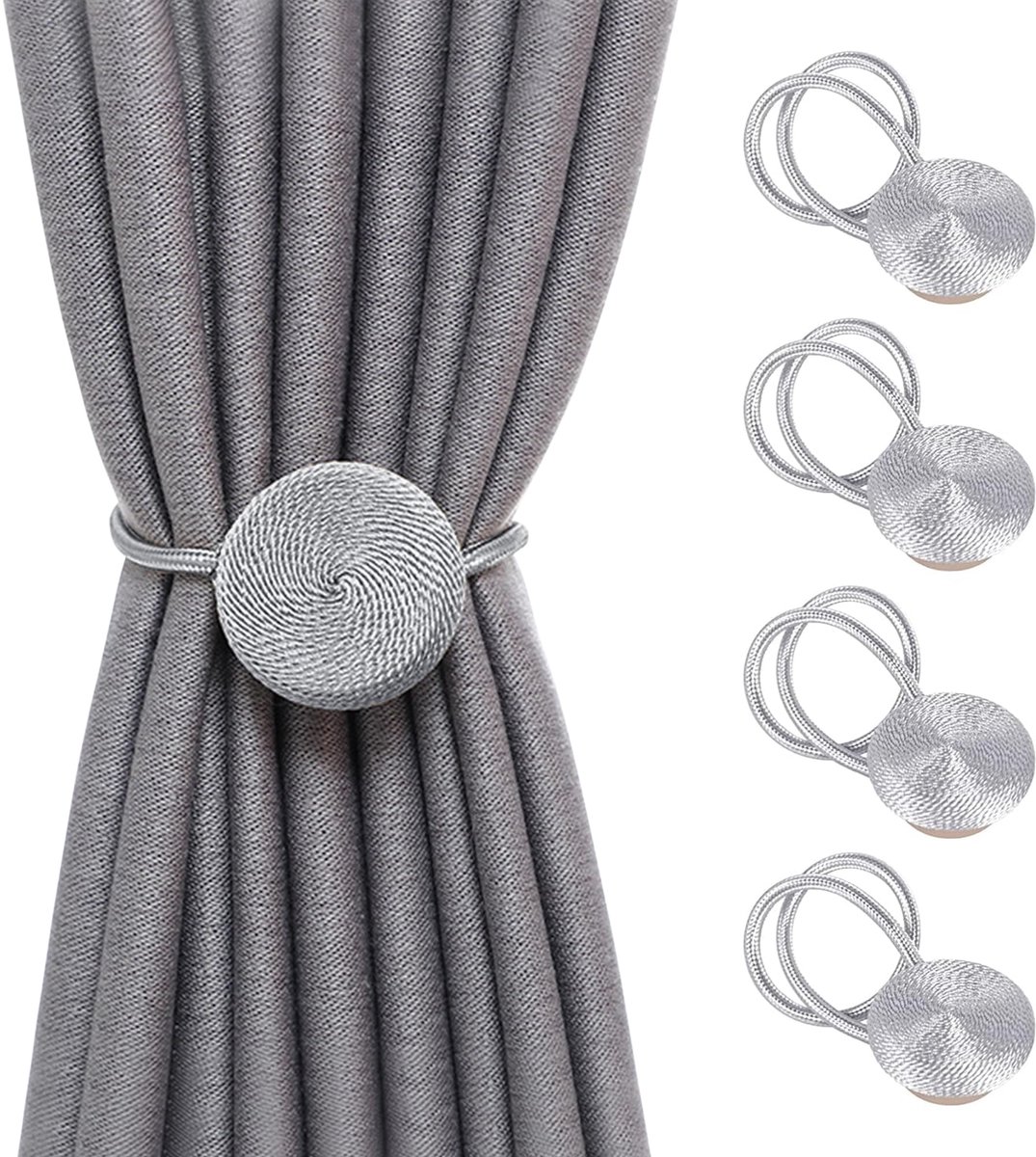 Omgoods - 4 Stuks Magnetische Gordijn Touw Tieback Clips - Decoratieve Woonaccessoires