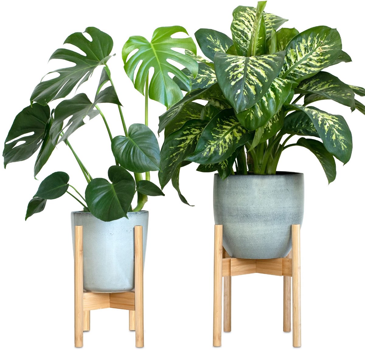 Omgoods - Set van 2 Verstelbare Houten Plantenstands voor Potten