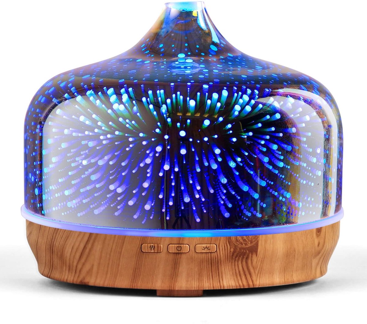 Omgoods - Aroma Diffuser 500ml met 3D Glas en 7-kleurige LED Verlichting
