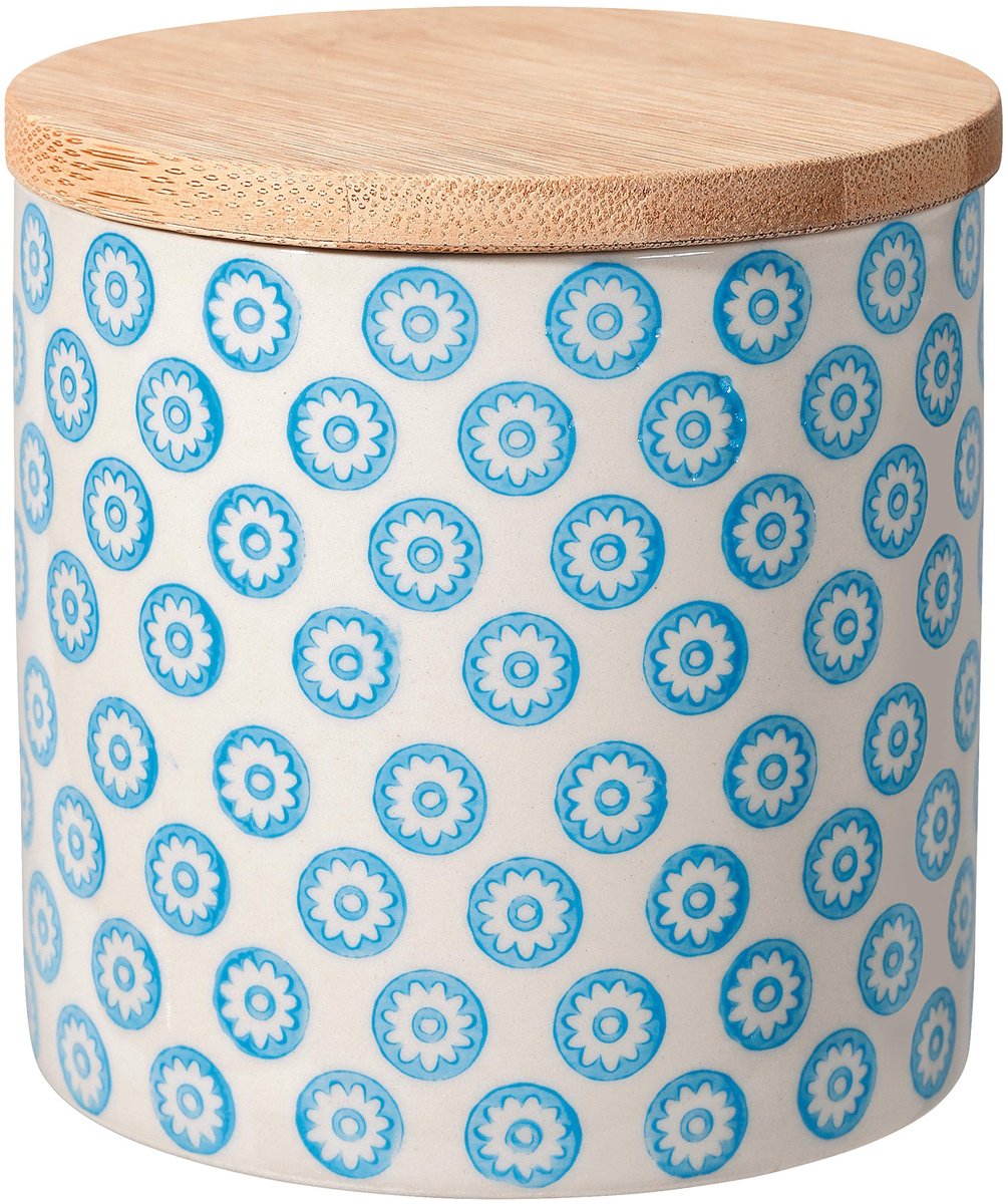 Omgoods - Emma Opbergbox met Deksel Ø 10 cm van Keramiek en Bamboe
