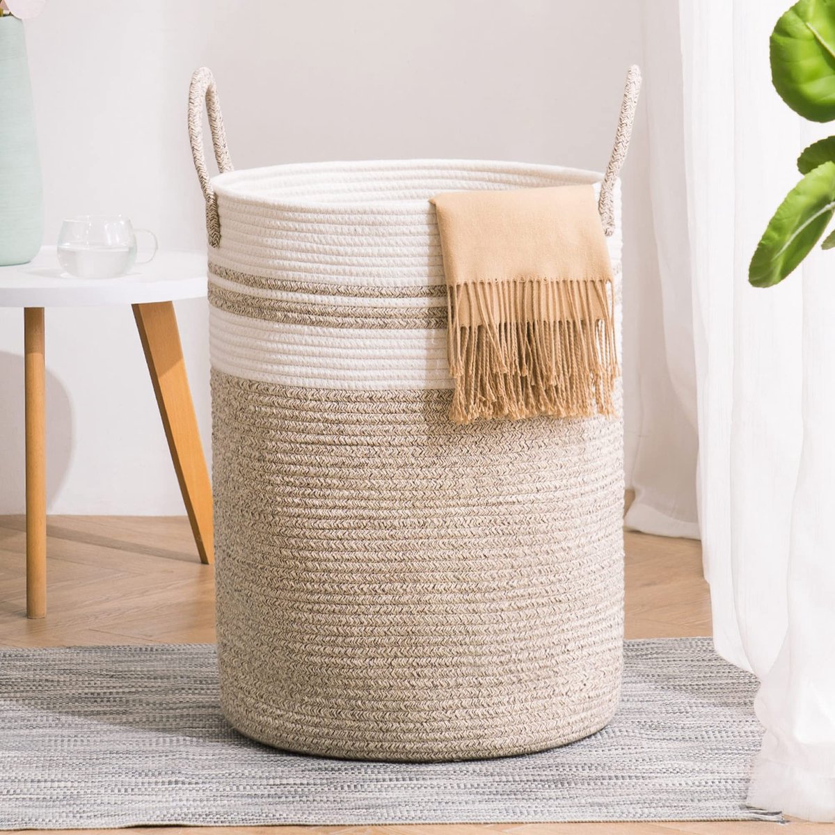 Omgoods- Wasmand 58L - Gevlochten Opbergmand - Handgemaakt Katoen - Scandinavisch Ontwerp - Veilig voor Kinderen - 38 x 50 cm