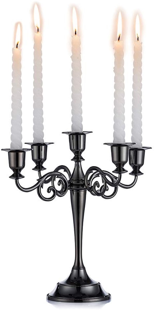 Omgoods - Aluminium Kandelaar - Tafeldecoratie - Stijlvol en Modern - Zwart - Kaarsenhouder - Perfect voor Feesten en Bruiloften - Binnen Gebruik