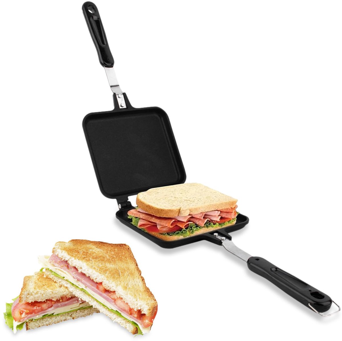 Omgoods - Ontbijt Sandwich Maker en Wafelijzer - Non-stick Bakpan