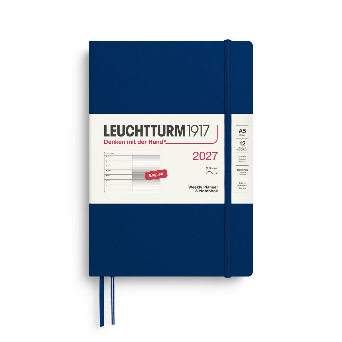 Leuchtturm1917 - 2027 Weekly Planner & Notebook - A5 Medium 15x21cm - navy - softcover