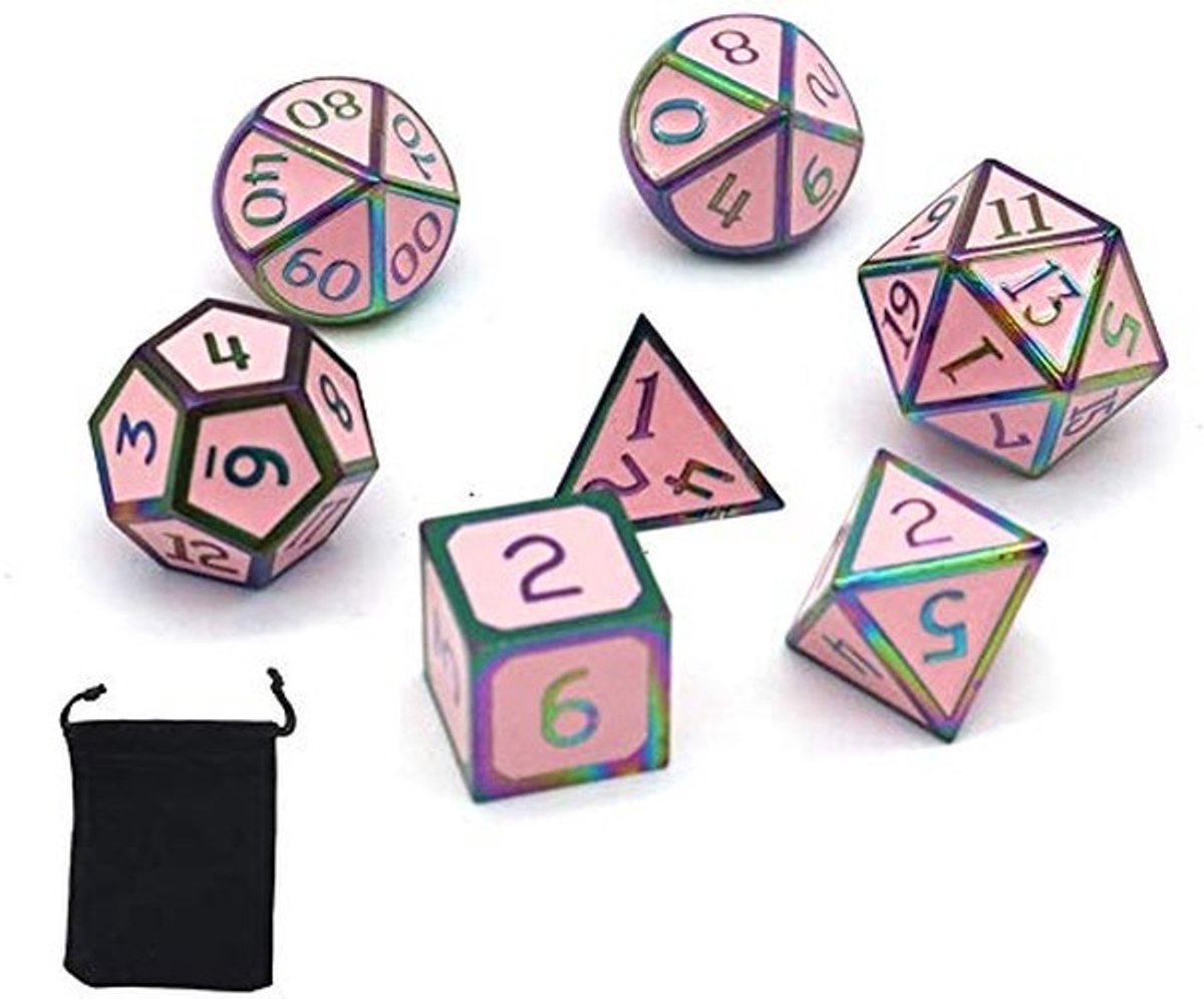 Omgoods - 7-delige Metalen Dobbelstenen Set voor Rollenspellen