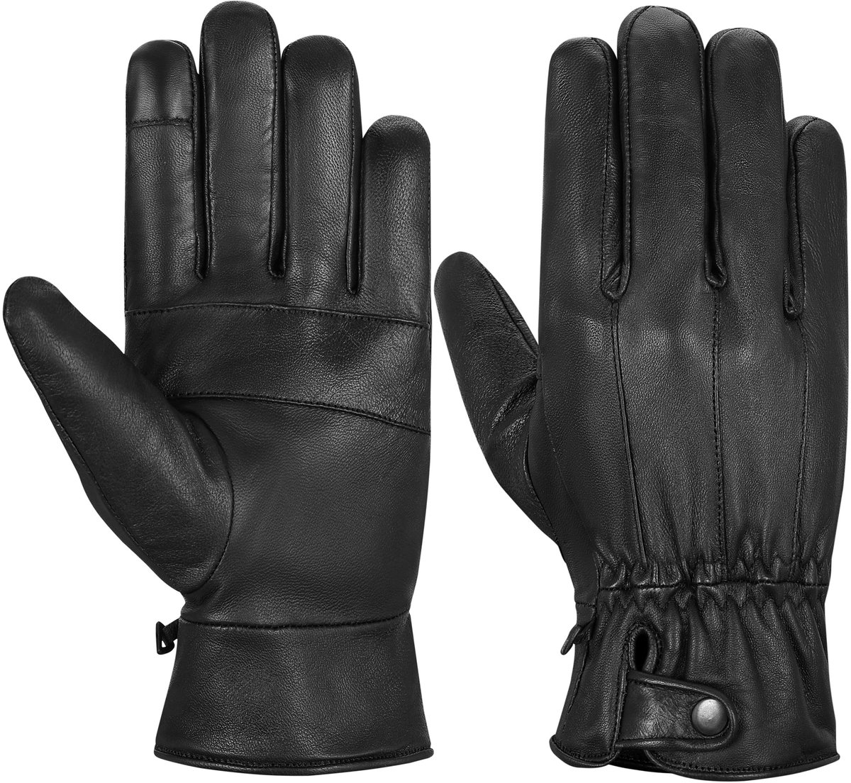 Omgoods - Heren Winterhandschoenen van Leer met Fleece Voering, Warm en Comfortabel