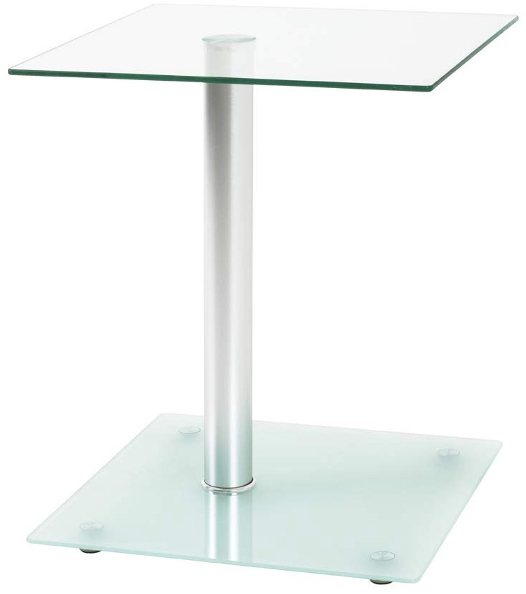 Omgoods - Moderne Bijzettafel van Aluminium met Veiligheidsglas
