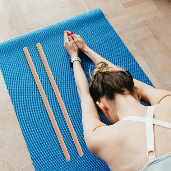 Houten Pilates Stok - Yoga Rekoefen Stok - Houding Corrigeren - Massief Houten Constructie - 49.5 cm - Beige van houten — afbeelding 5