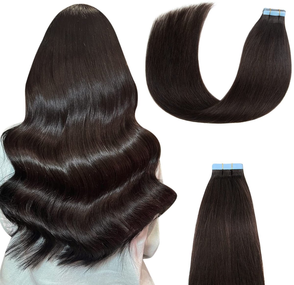 Omgoods - Tape Extensions 100% Remy Haar 14 Inch - Natuurlijk Zwart