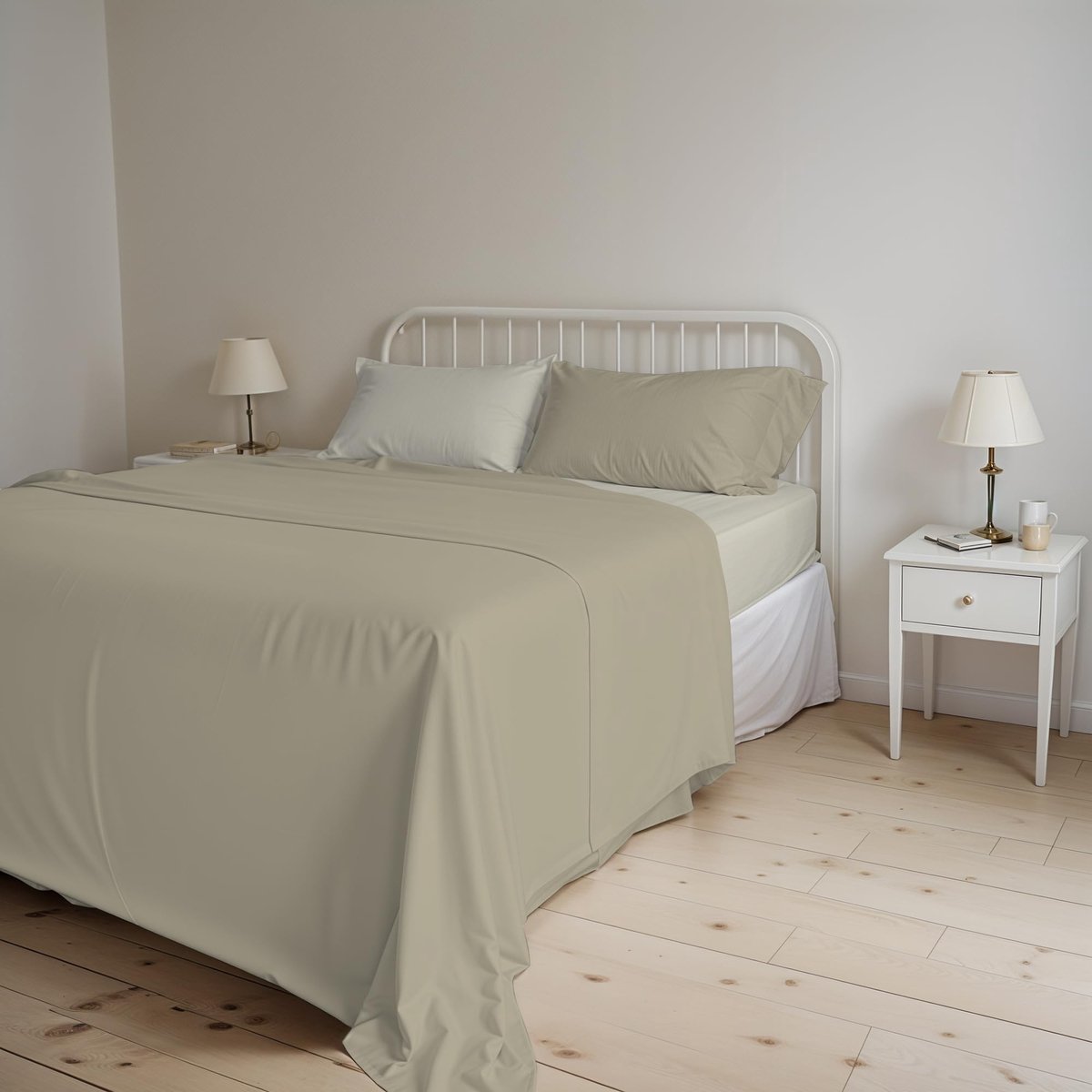 Omgoods - 100% Katoenen Bedlinnen Set, Natuurlijke Kleur, Dubbel