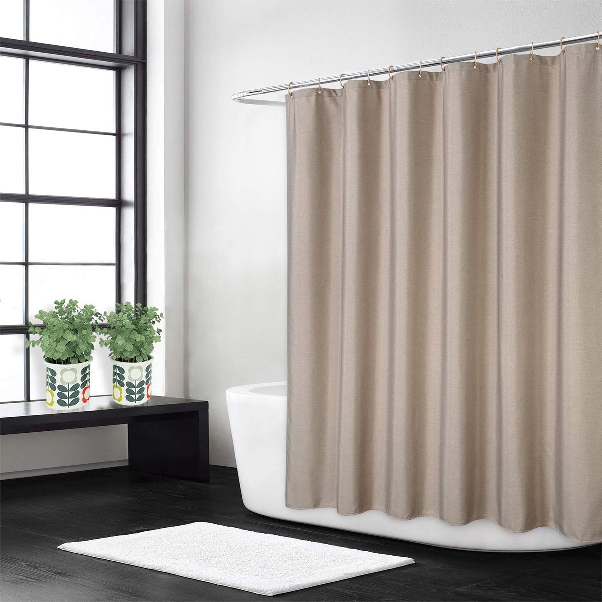Omgoods - Luxe Badkamer Douchegordijn van Flaxlinnen - Taupe 120 x 180 cm