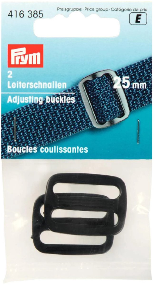 Regelbare gespen kunststof 25 mm zwart 2 st.