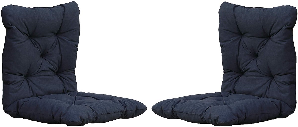 Omgoods - Set van 2 Stoelkussens met Rugleuning 98x50x8 cm Donkergrijs