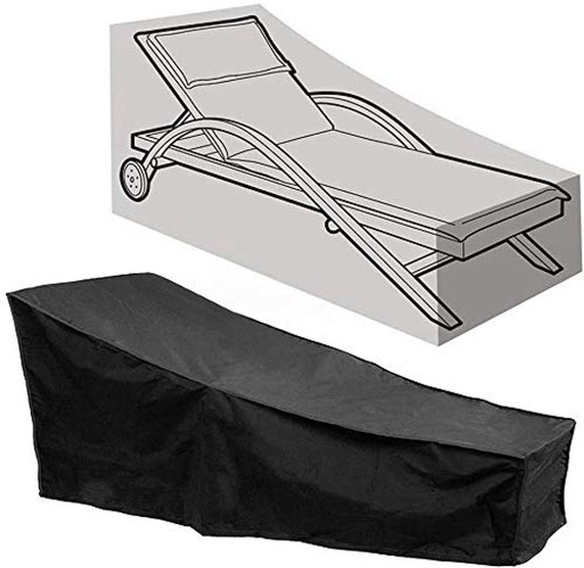 Omgoods- Overtrek Tuinligstoel Waterdicht - Oxford-Stof 420D - Bescherming tegen Vocht/UV - Opbergtas Inclusief - Scheurbestendig - Zwart 208x76x79 cm - Tuinmeubelhoes
