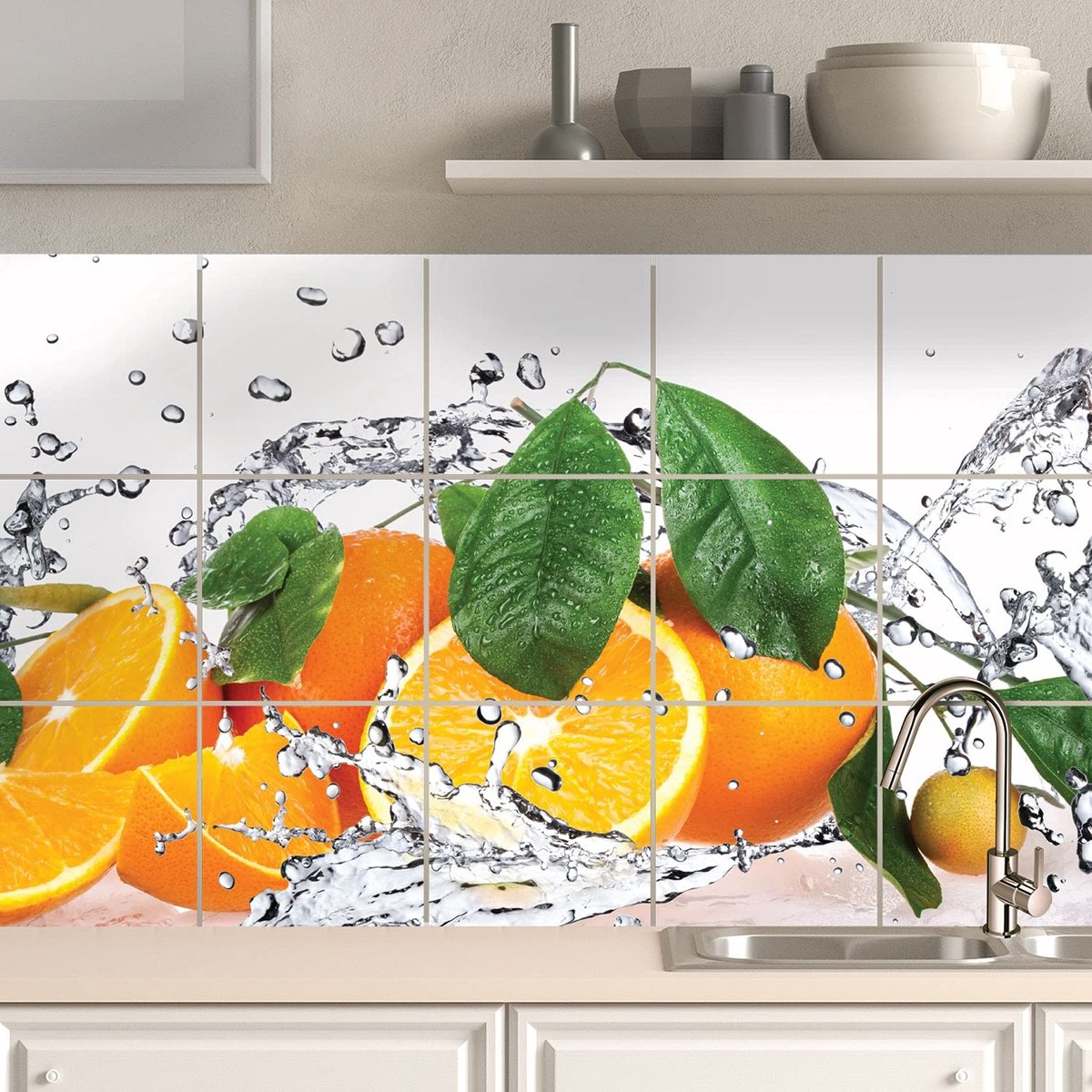 Omgoods - Tegel Stickers Set van 16 - Zelfklevende Decoratieve Tegels voor Badkamer en Keuken