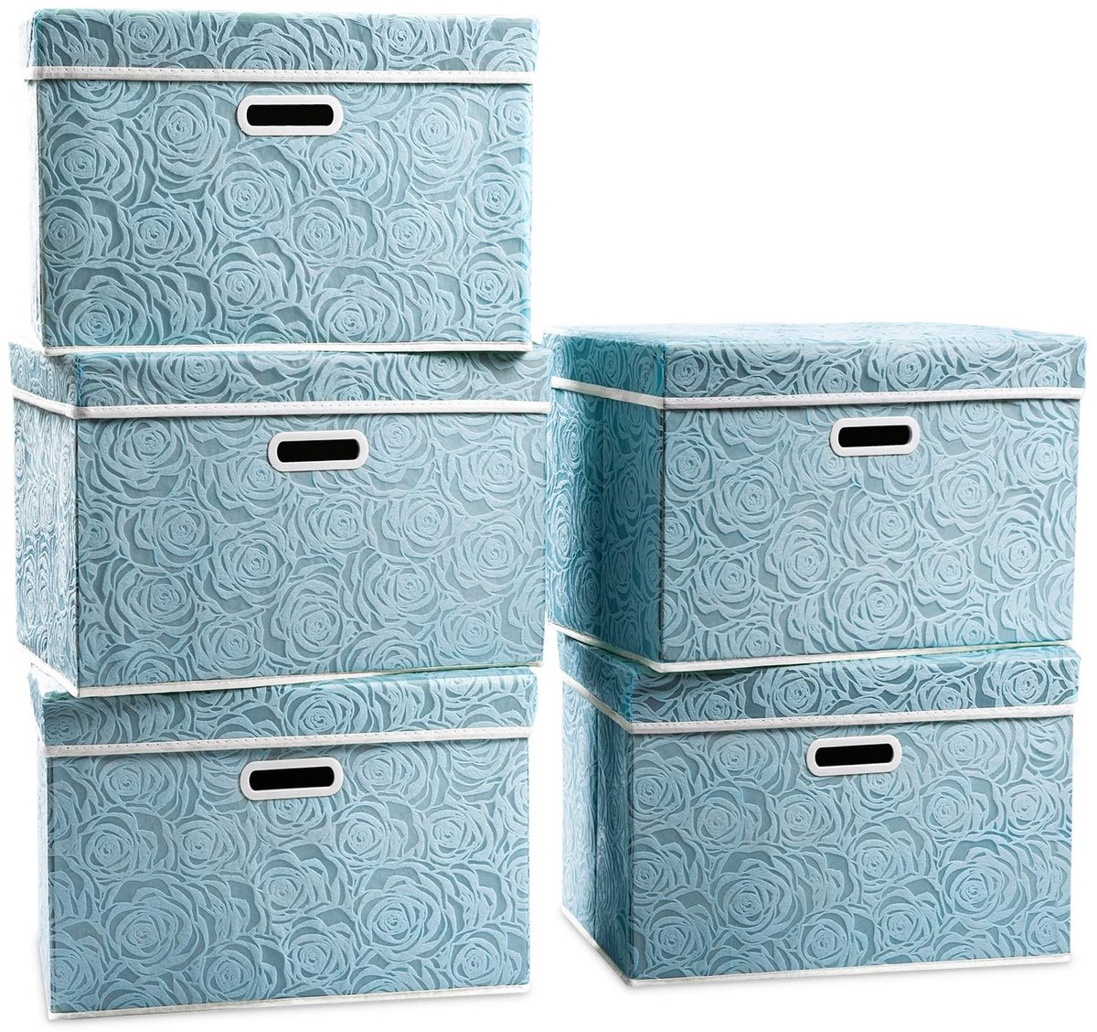 Omgoods - Grote Opbergdozen met Deksel, Blauw, Set van 5