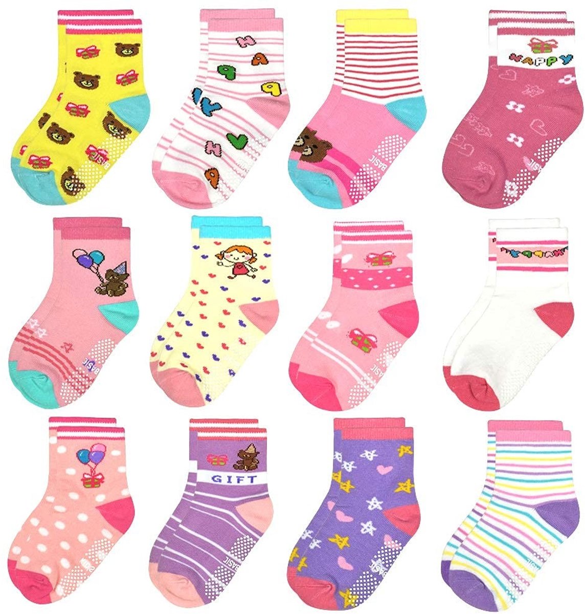 Omgoods - 12 Paar Antislip Baby Sokken voor Jonge Kinderen