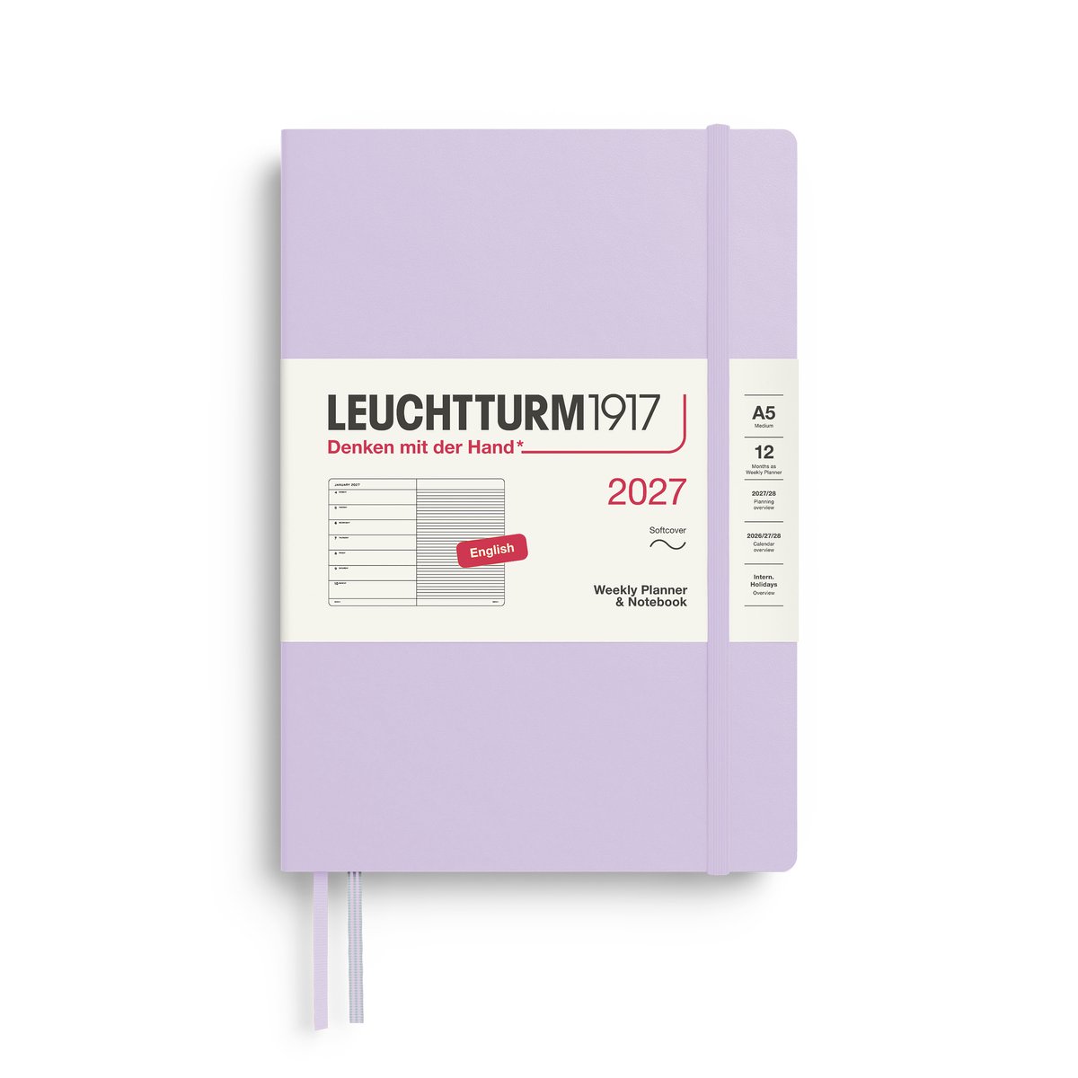 Leuchtturm1917 - 2027 Weekly Planner & Notebook - A5 Medium 15x21cm - lilac - softcover
