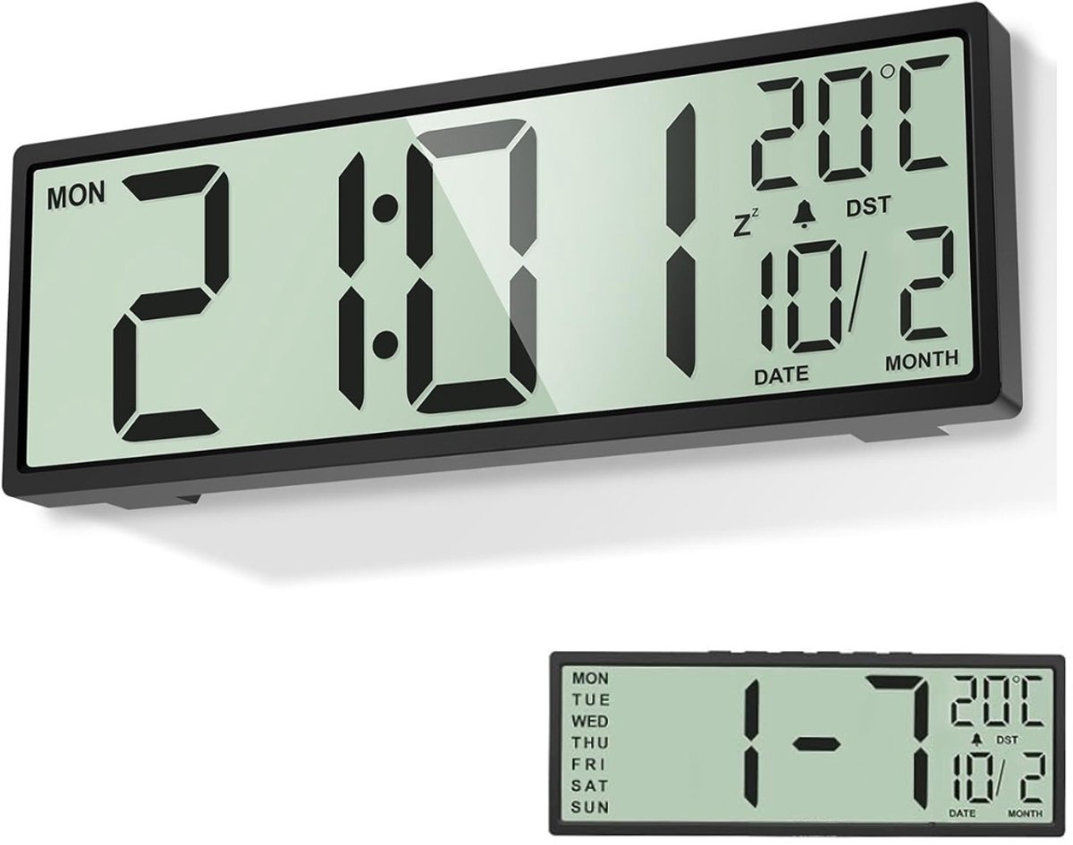 Zavio® Wandklok - Stille Klok - Rustig Slapen - Geruisloze Beweging - Zwart