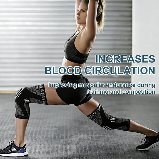 Kniebandage voor Dames en Heren, Ondersteuning bij Knieblessures, Compressie en Stabiliteit voor Sport en Training (Zwart, L) — afbeelding 3