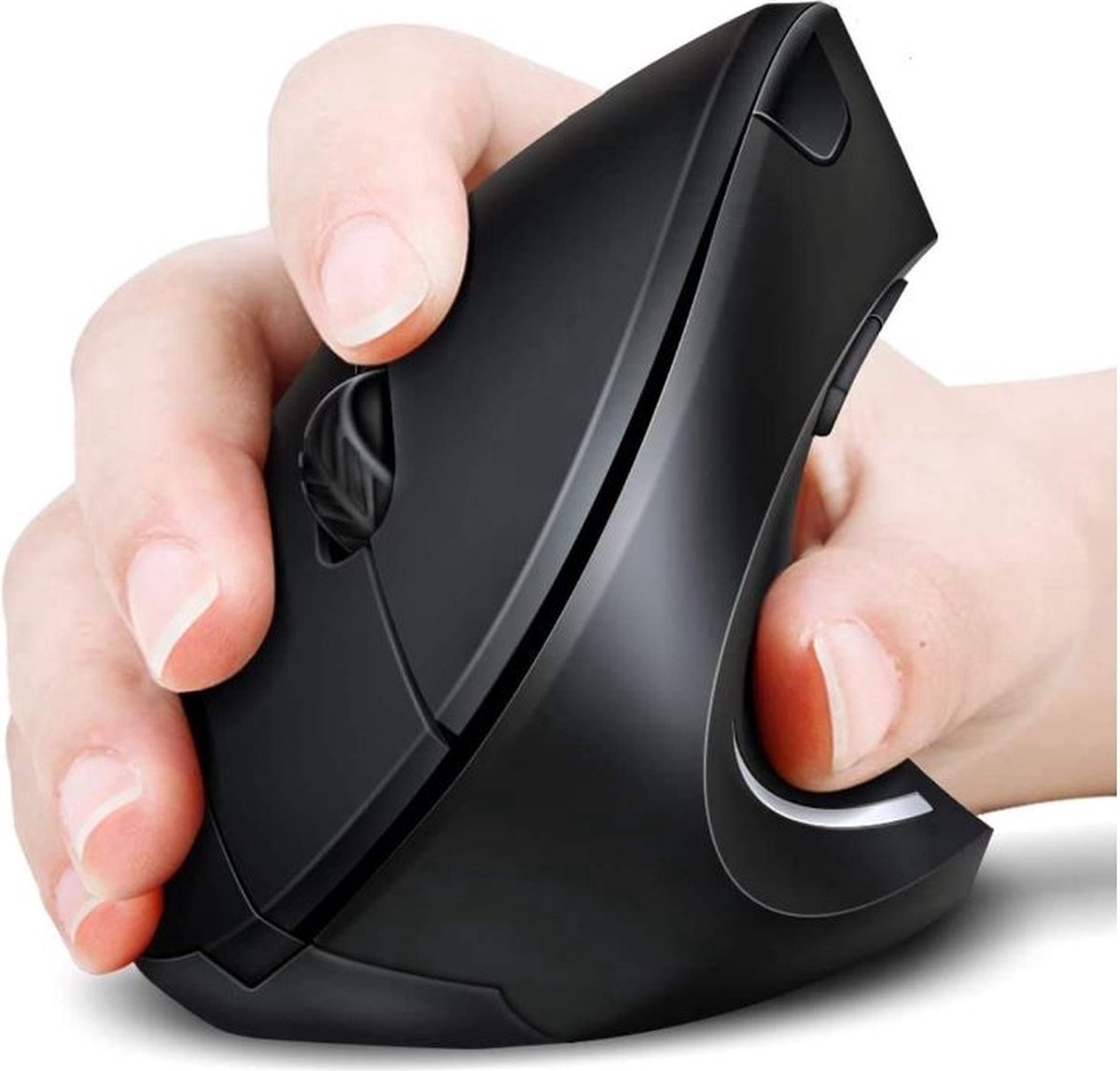 Verticale draadloze ergonomische muis. Windows, Mac OS, USB 2.4 G, 800/1200/1600 DPI. Zwart