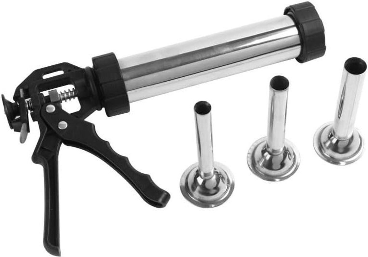 Worst Vulmachine - Worst Stuffer Worstmaker - Zelf Worst Maken - Roestvrij Staal - 1 kg - Zilver