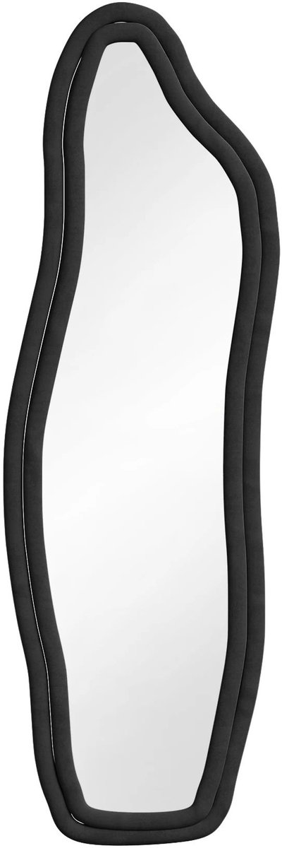Happiq Staande Spiegel 160 x 50 Cm - Golvend Full - Zwart Fluweel Rand - Length met en Ophangfunctie - voor Slaapkamer of Woonkamer