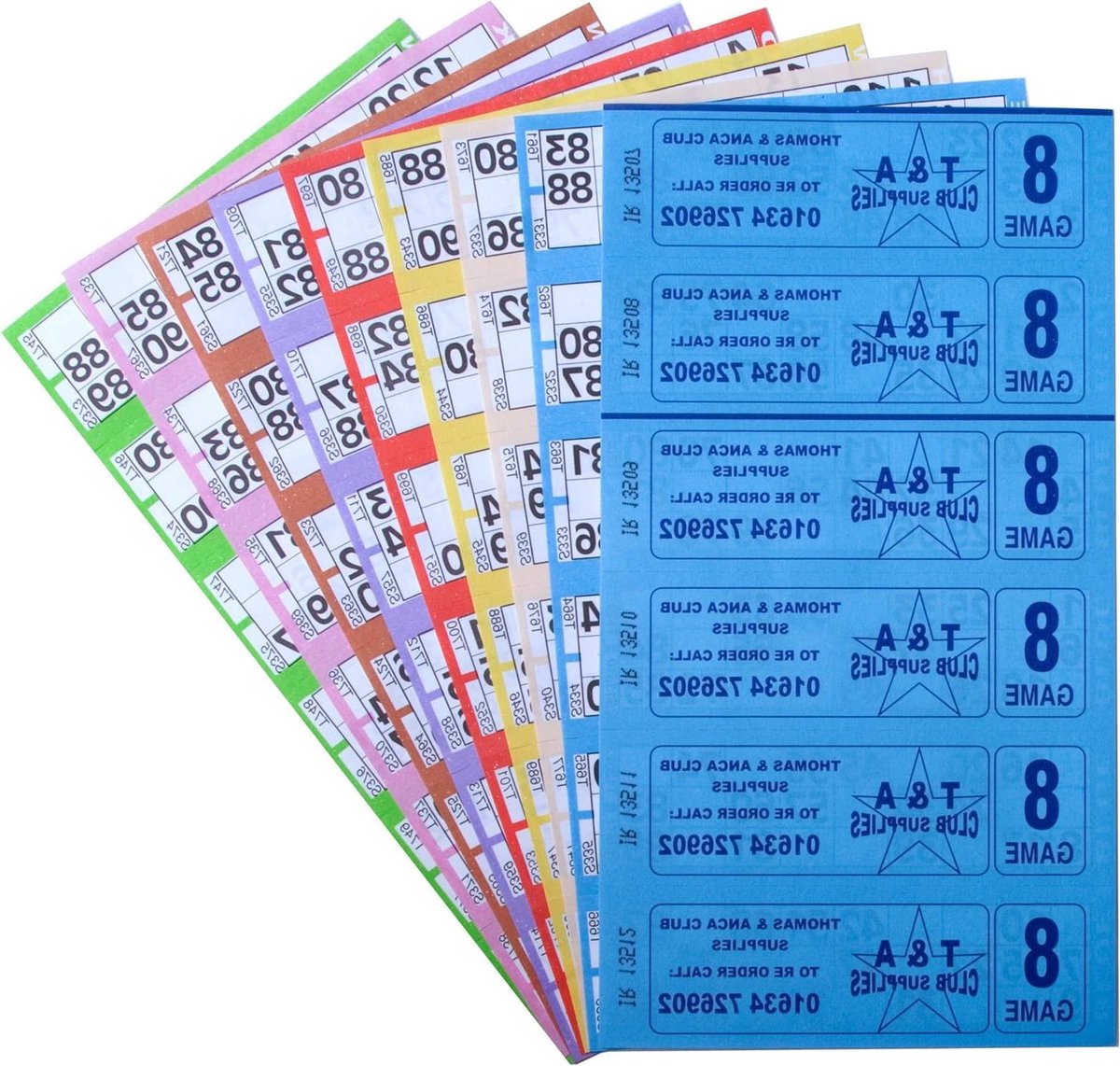 Bingo Kaarten - Spel Blokken - Feestelijke Spellen - Grote Cijfers - 8 Pagina - Wit