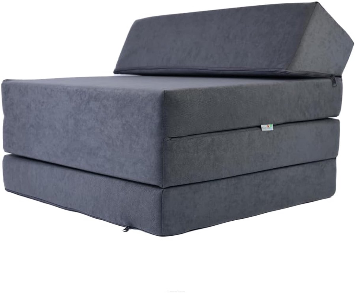 SnelShoppen - Opvouwbaar Logeer Matras 200 x 70 x 10 cm - Grijs - Ideaal voor Camping, Feestjes, Kinderen en Gastverblijven - Microfiber 100% Polyeste