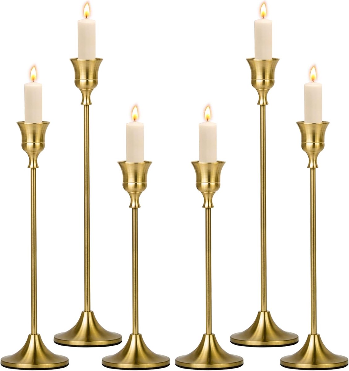 Kaarshouder Goud, 6 Stuks Voor Steekkaarsen 19,5/23,3/27,2cm, Vintage Decoratie Voor Feest, Bruiloft