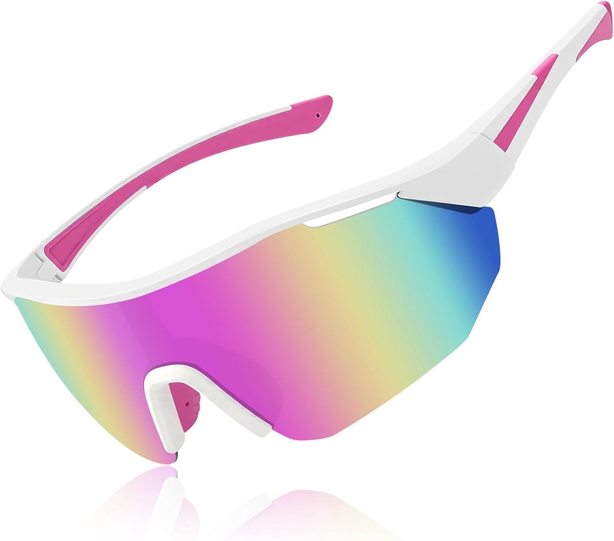 Fietsbril Heren Dames, Snelle Bril Gepolariseerd UV400 Sportbril Ultralicht Outdoor Sport Zonnebril voor MTB Racefiets Fietsen Hardlopen