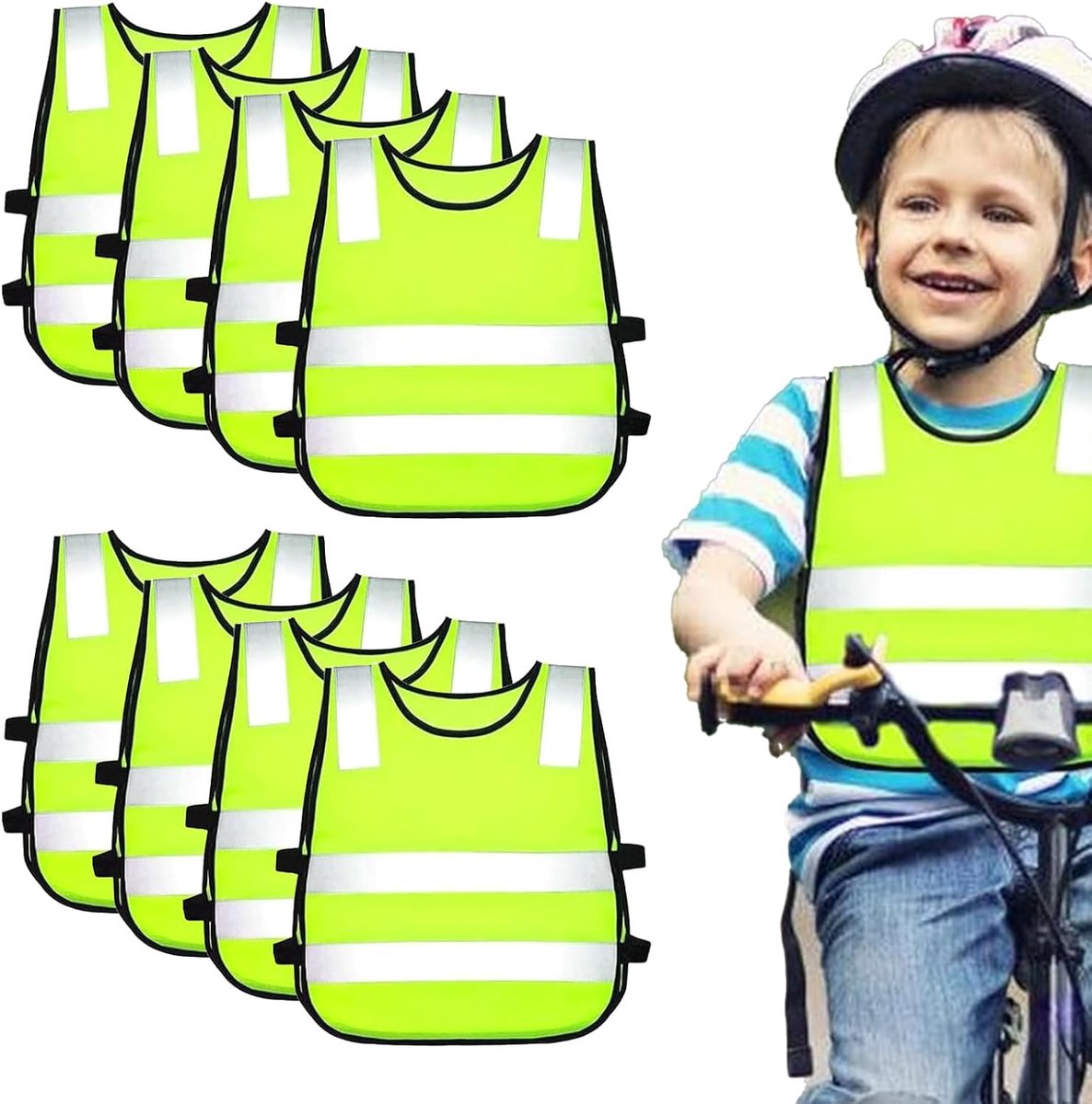 kinderen 8 stuks, kinderen waarschuwingsvest, kinderwaarschuwingsvest veiligheidsvest, waarschuwingsvesten auto voor kinderen, reflectorvest kinderen voor wegverkeer bescherming