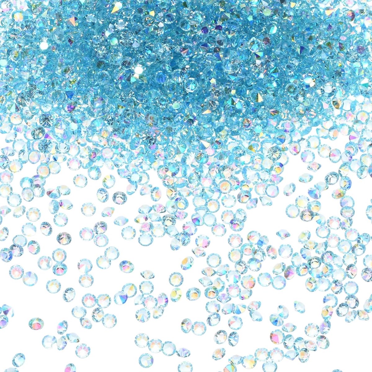 METERXITY 3600 stuks acryl diamanten, 0,12 inch/3 mm bruiloft tafel strooi confetti kristallen voor vaasvullers/kunstambacht, acryl diamanten edelstenen [lichtblauw AB]