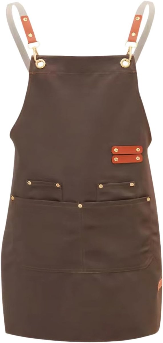 Schilderschort voor heren en dames, uniseks werkschort, barbecueschort, tuinschort met 4 zakken en gekruiste rug, schort voor keuken, restaurant, waterdicht