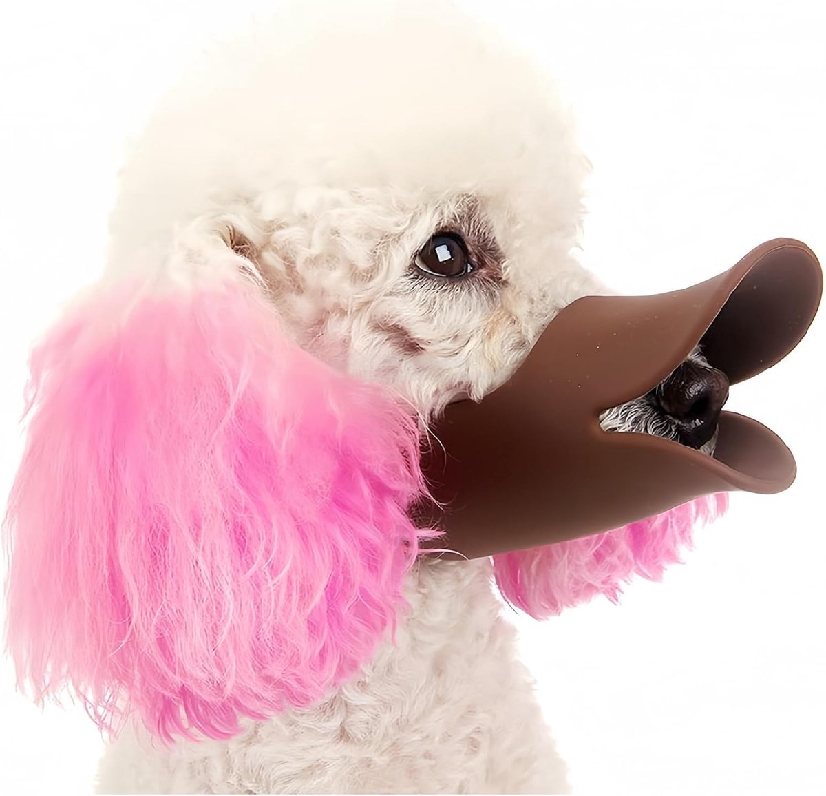 anti-bijt, siliconen, eendensnavel, eendendvorm, hond, muilkorf, anti-roep muilkorf voor puppy's en honden, bruin, L